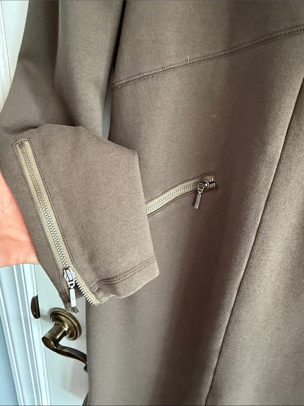 Athleta Celebration Athletic Ponte Knit Zipper Dress Size Medium Olive Brown - Picture 5 of 9